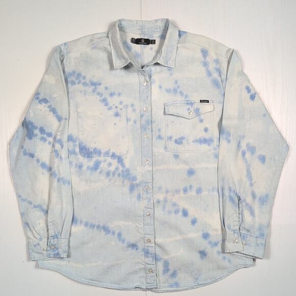 Volcom Other - Volcom Men’s M/L Blue White Tie Dye Denim Long Sleeve Button Down Casual Shirt